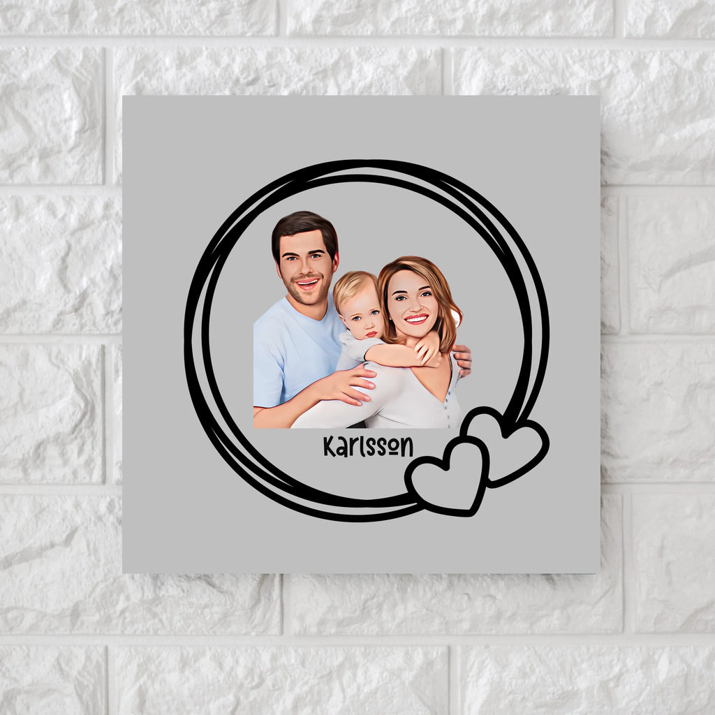 Memory family photo round hearts square canvas