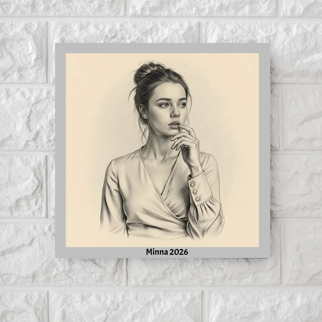 Ai Graphite and Charcoal Pencil Drawing - Square Canvas