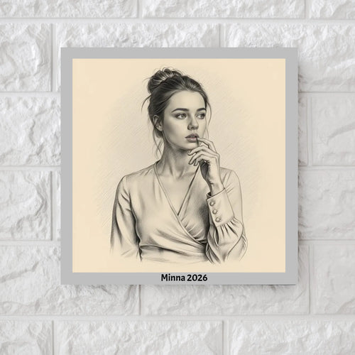 Ai Graphite and Charcoal Pencil Drawing - Square Canvas