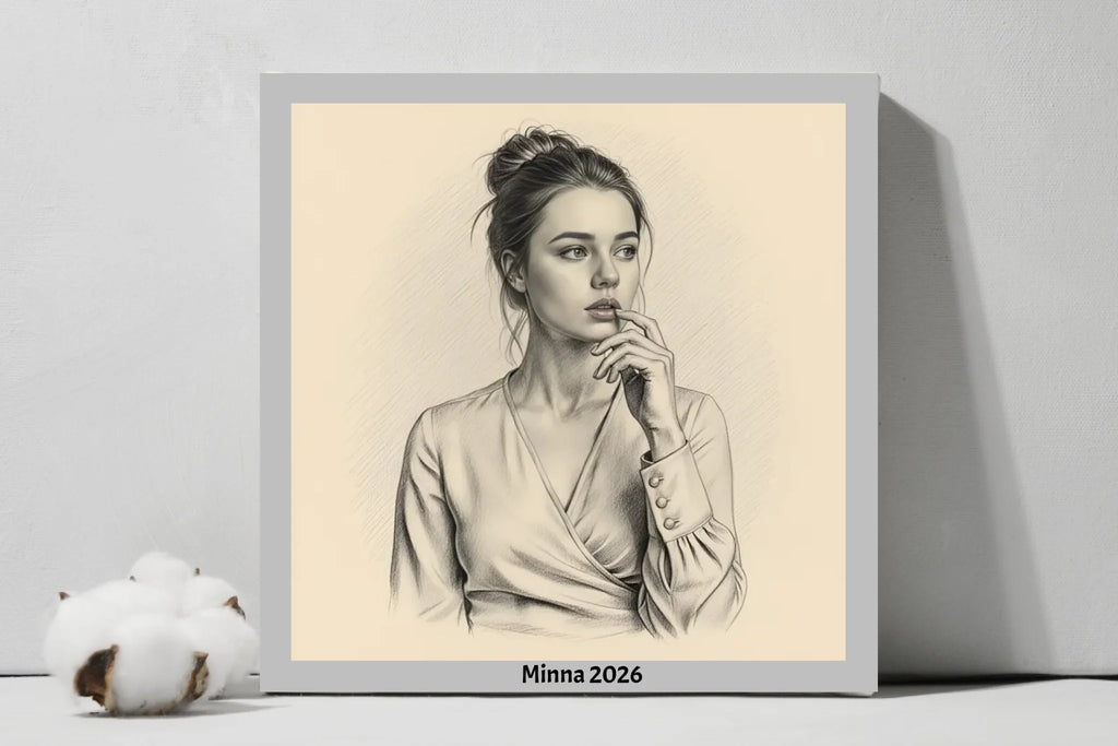 Ai Graphite and Charcoal Pencil Drawing - Square Canvas