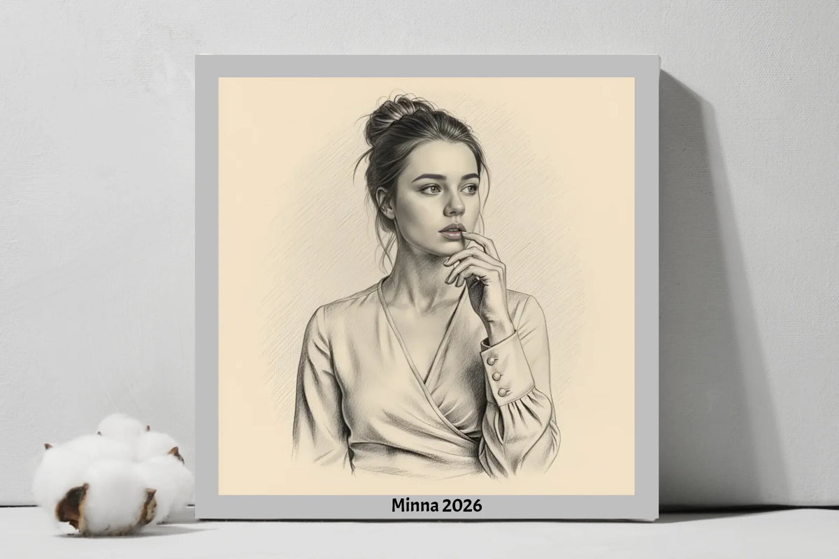 Ai Graphite and Charcoal Pencil Drawing - Square Canvas