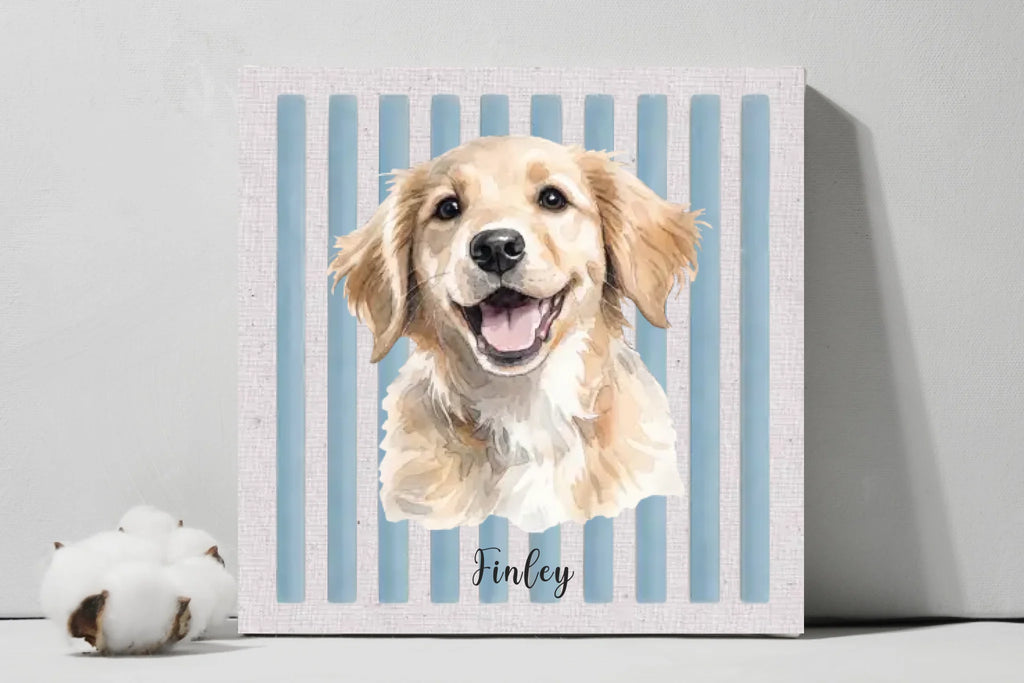 Custom Watercolor Pet Photo Square Canvas