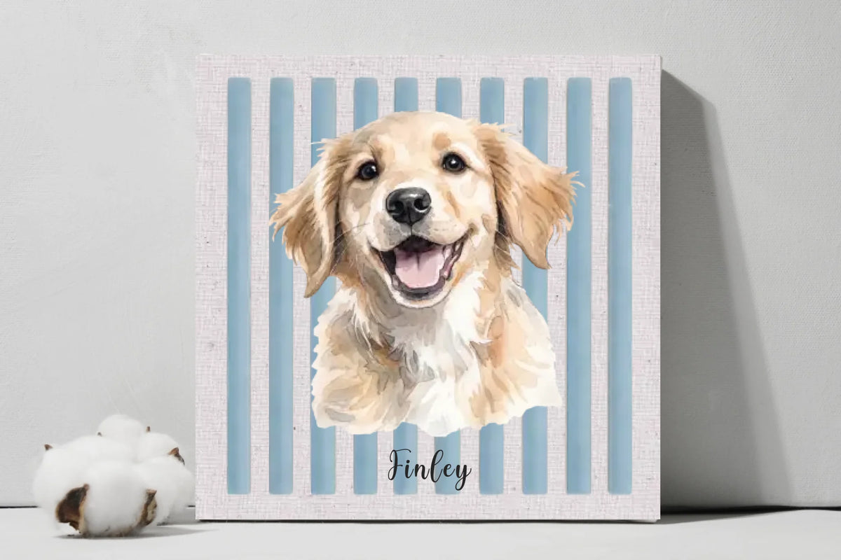 Custom Watercolor Pet Photo Square Canvas