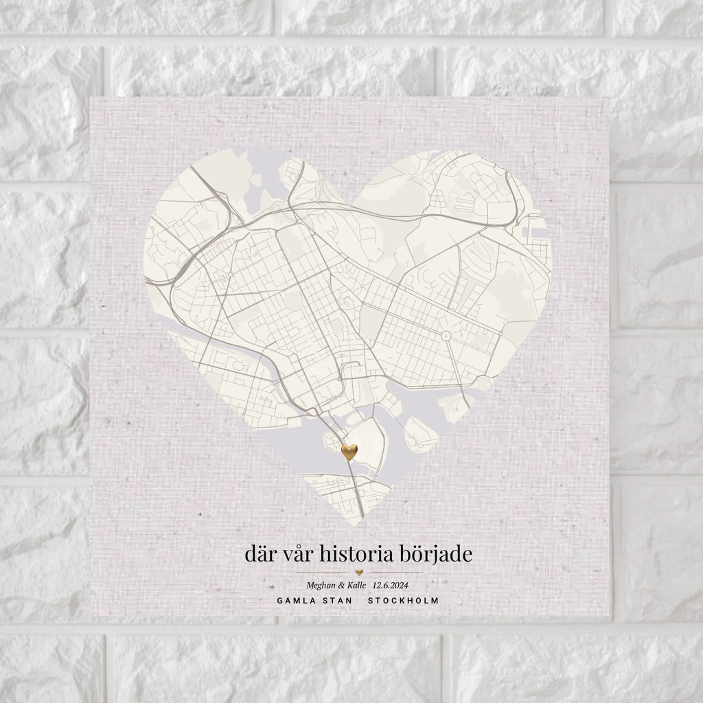 Where Our Story Began Personalized Map Square Canvas