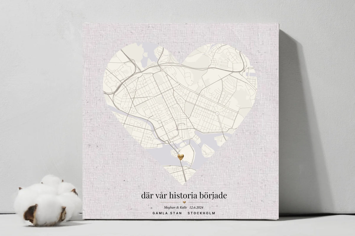 Where Our Story Began Personalized Map Square Canvas