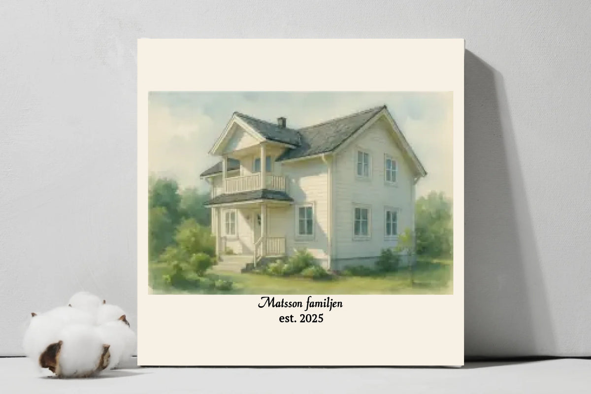 Our Home Watercolour Square Canvas
