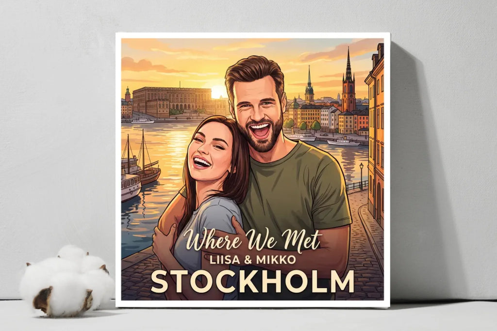 Where We Met – Personalized Couple & Place Square Canvas