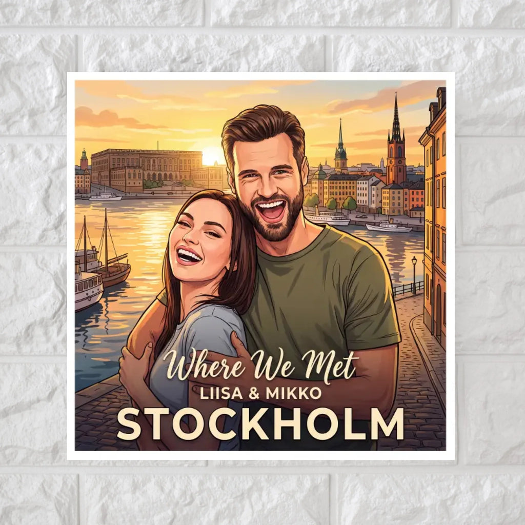 Where We Met – Personalized Couple & Place Square Canvas