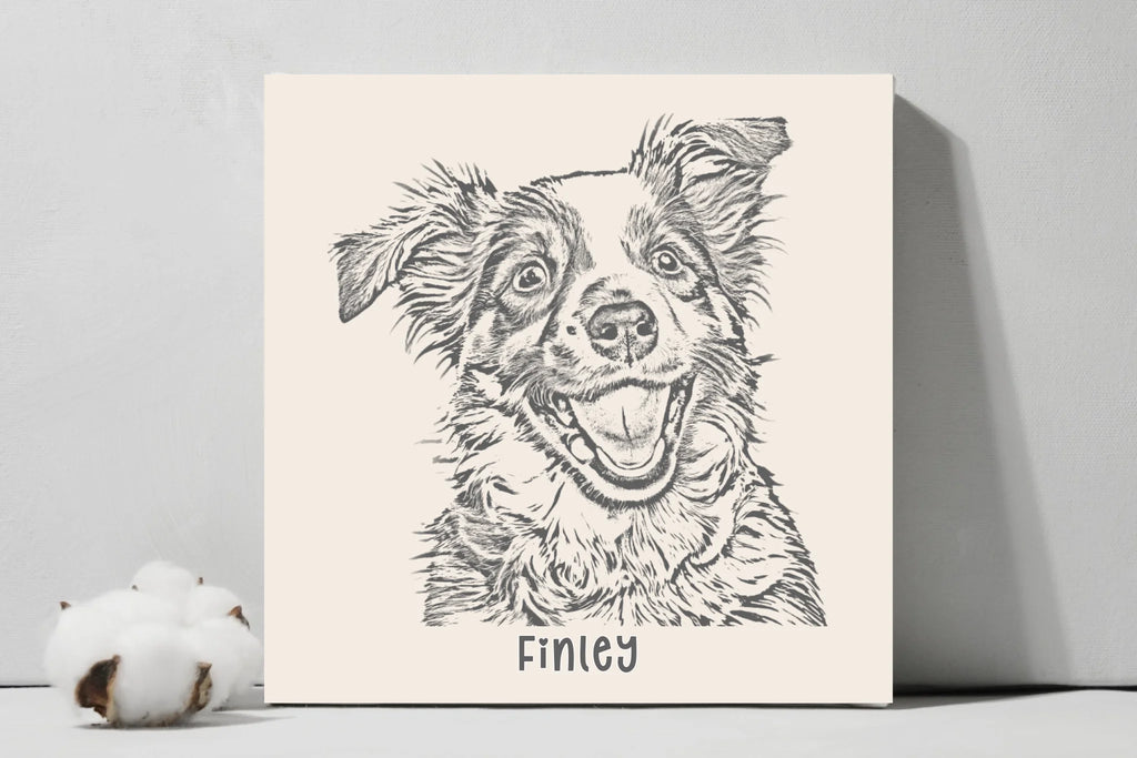 Custom Sketch Pet or Your Photo Portrait Square Canvas
