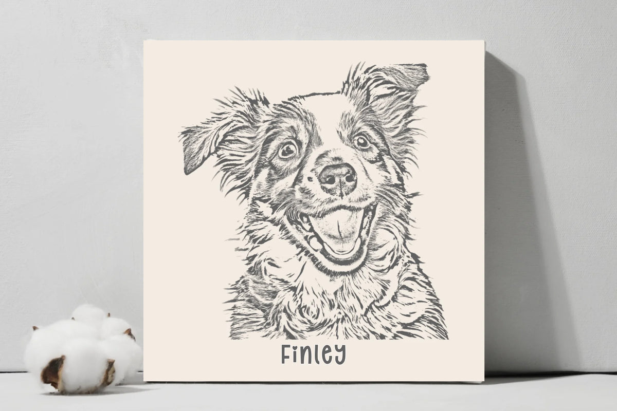 Custom Sketch Pet or Your Photo Portrait Square Canvas