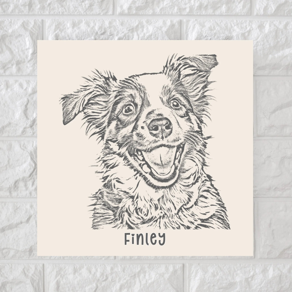 Custom Sketch Pet or Your Photo Portrait Square Canvas