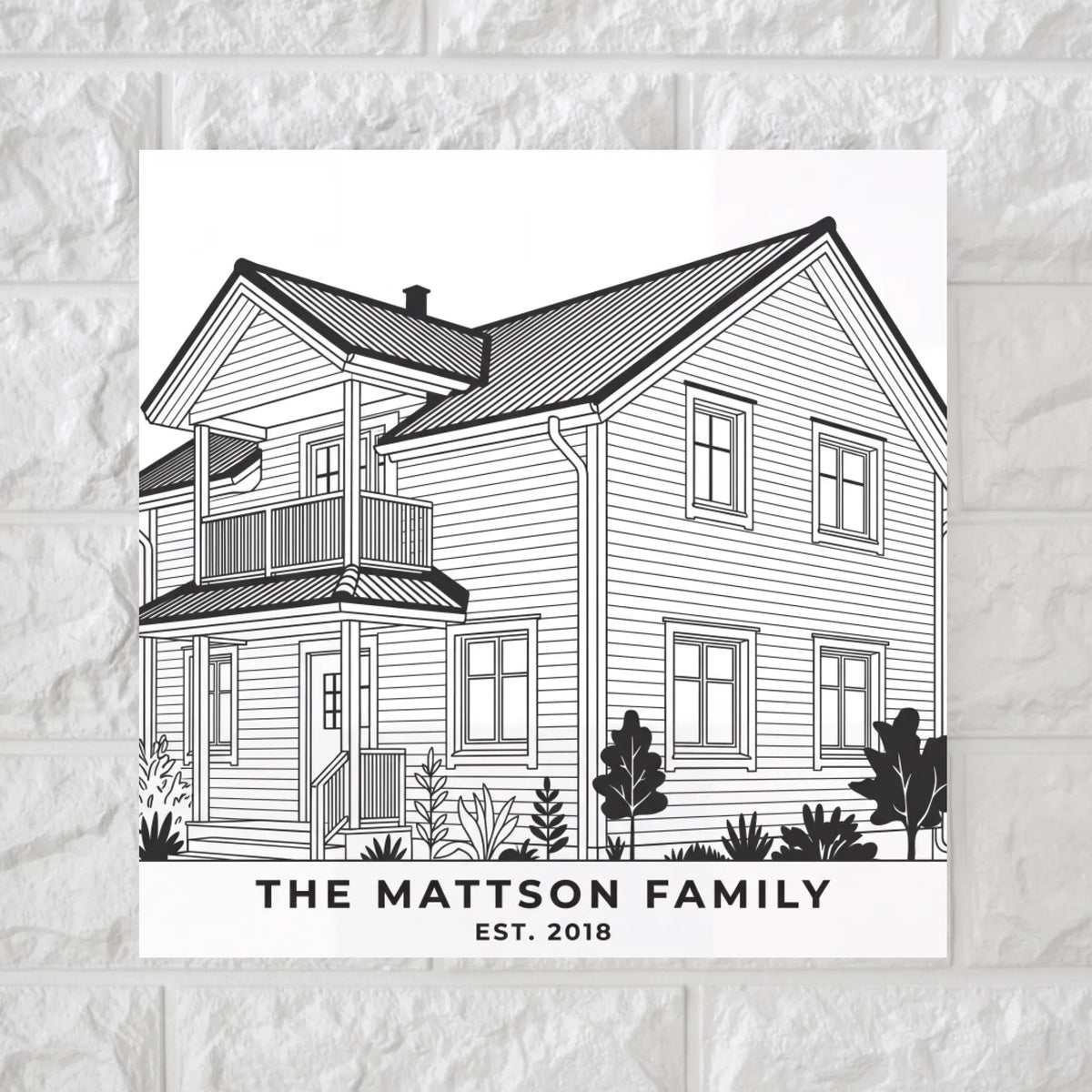 Our Home Line Picture Square Canvas