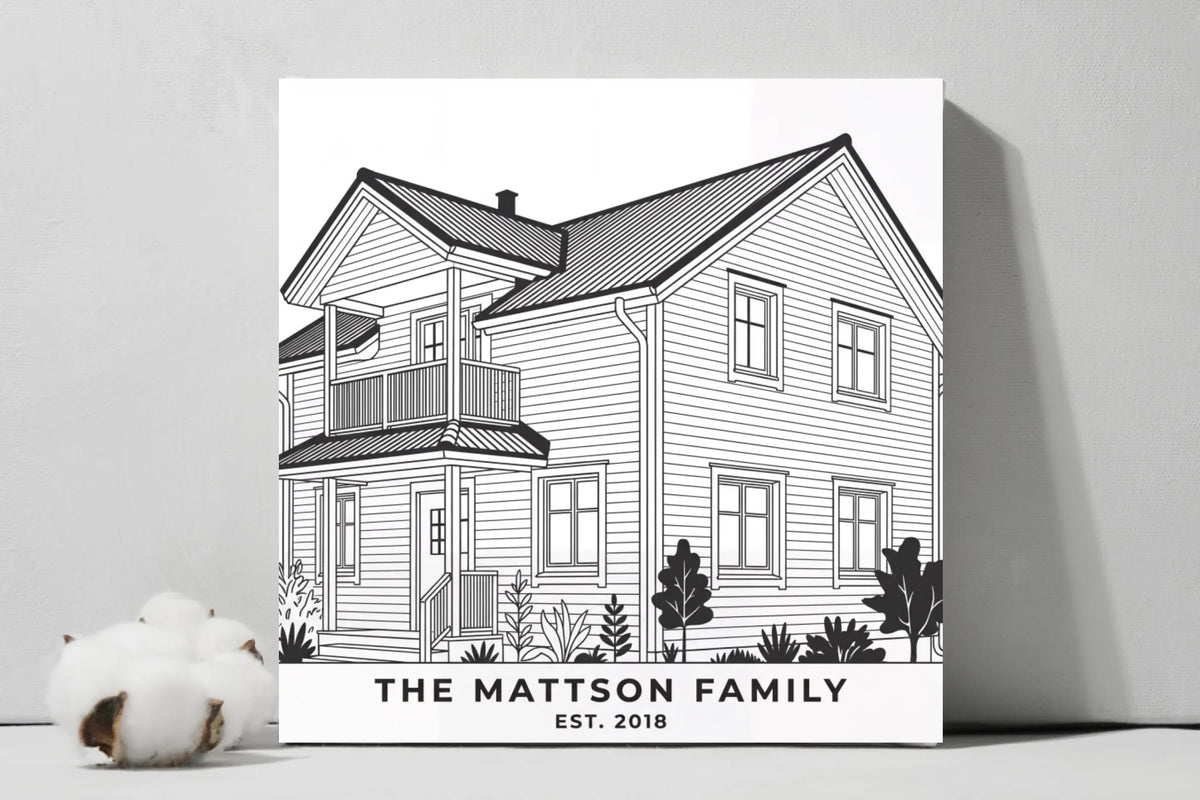 Our Home Line Picture Square Canvas